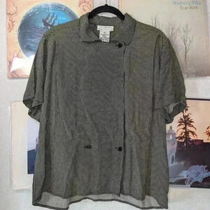 Black and White Collared Blouse by Rena Rowan Saville Size 10